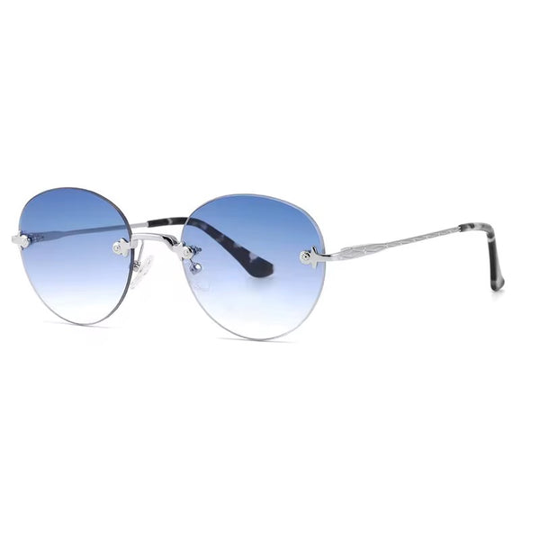 URBA VISTA Rimless Round Gradient Blue Sunglasses