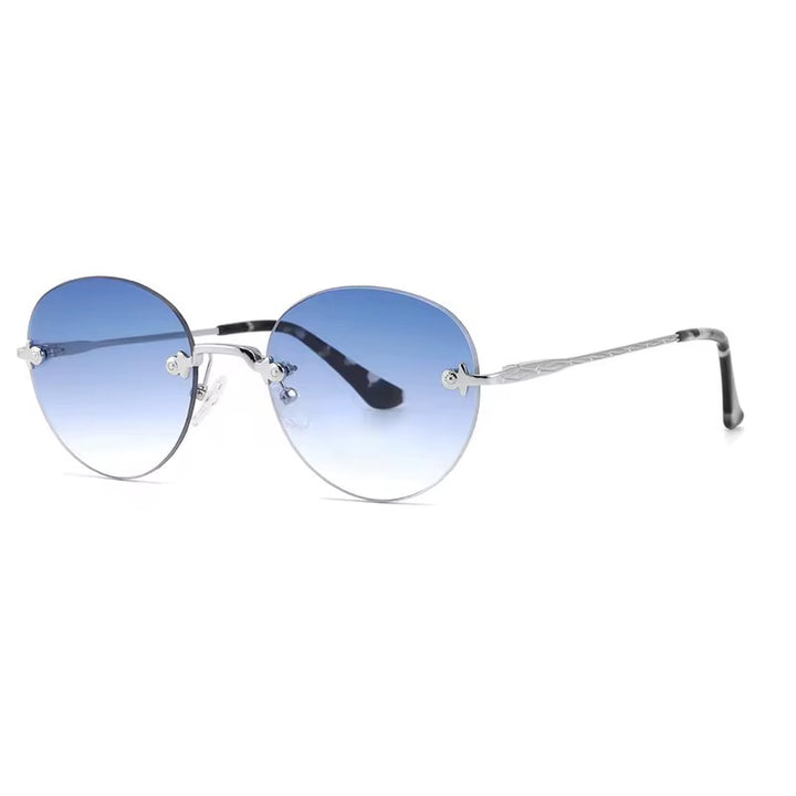URBA VISTA Rimless Round Gradient Blue Sunglasses